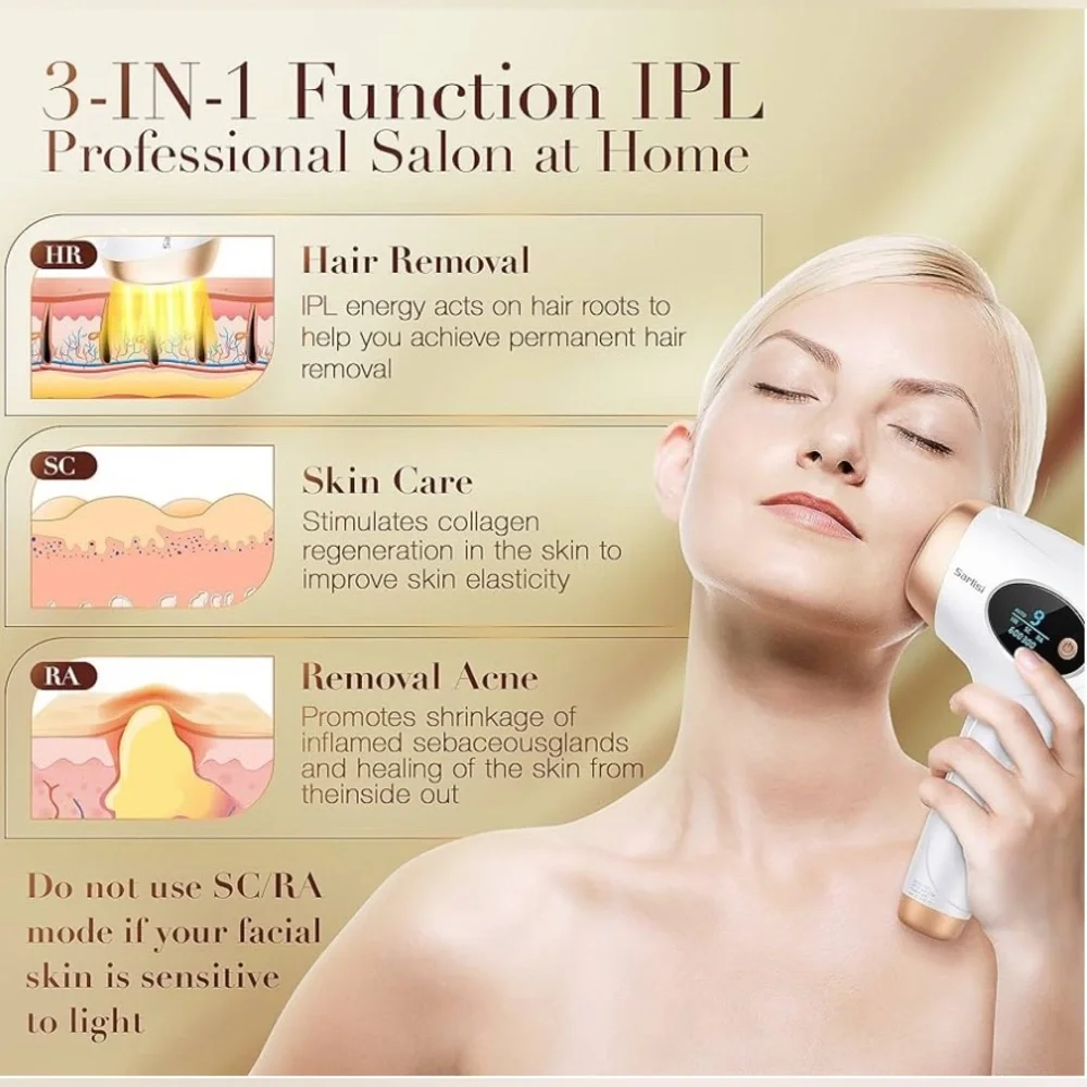 3-in-1 Laser Hair Removal Device with 9 Levels NWT